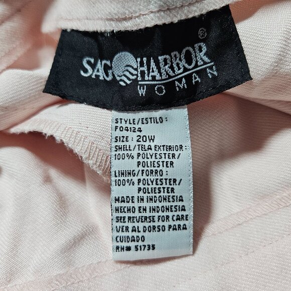 Sag Harbor Pink Polyester Pants Womens Plus Size 20W Straight Leg Elastic Waist - Picture 3 of 6